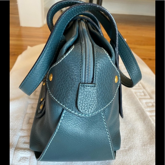 Authentic Ferragamo Blue Gancini Tote with Double Straps & Brushed Gold Hardware - Picture 3 of 13